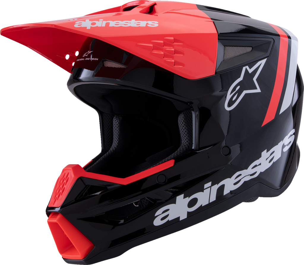 ALPINESTARS SM3 Helmet - Radium - Gloss Black/Red Fluo/White - Large 8300826-1553-L