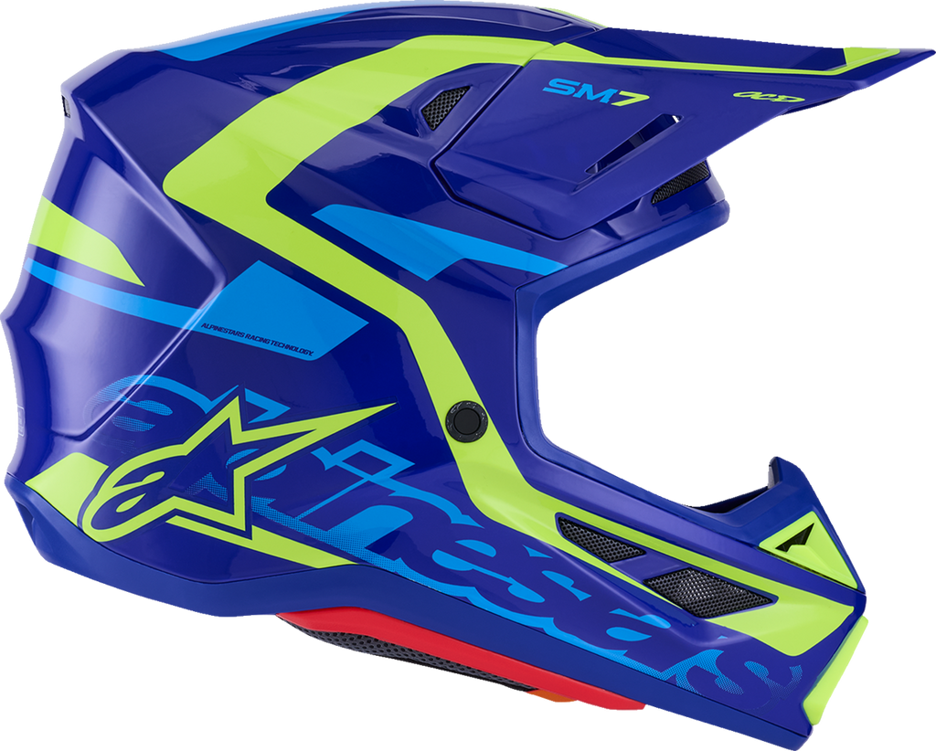 ALPINESTARS SM7 Helmet - Deed - Gloss Blue/Yellow Fluo - XS 8302426-7253-XS