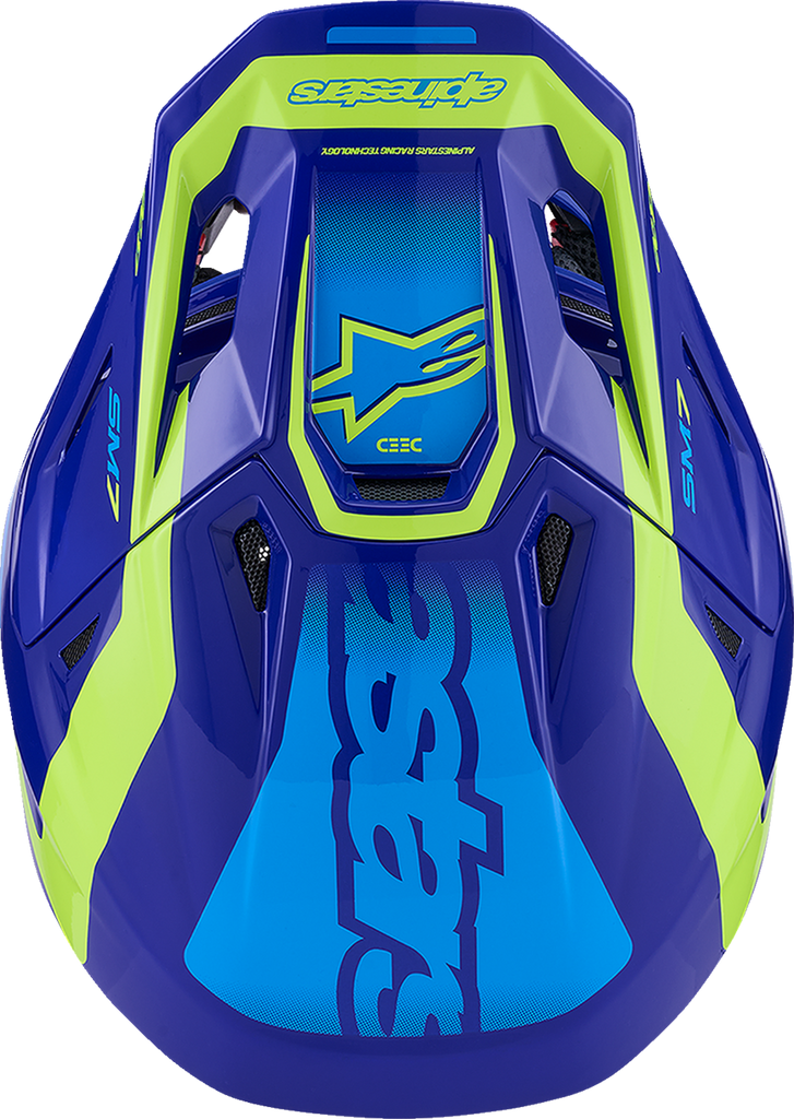 ALPINESTARS SM7 Helmet - Deed - Gloss Blue/Yellow Fluo - XS 8302426-7253-XS