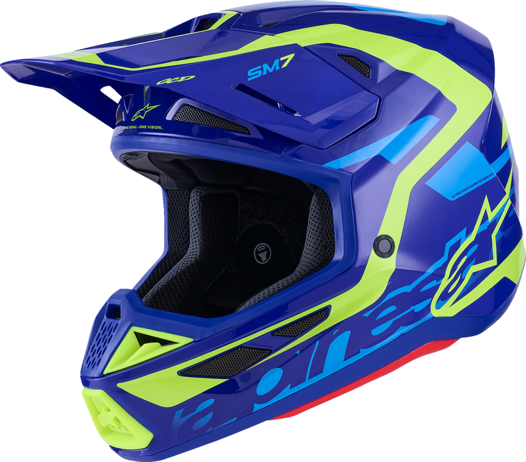 ALPINESTARS SM7 Helmet - Deed - Gloss Blue/Yellow Fluo - Large 8302426-7253-L
