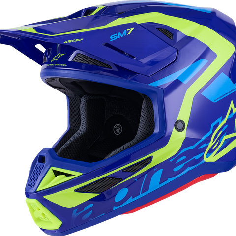 ALPINESTARS SM7 Helmet - Deed - Gloss Blue/Yellow Fluo - XL 8302426-7253-XL