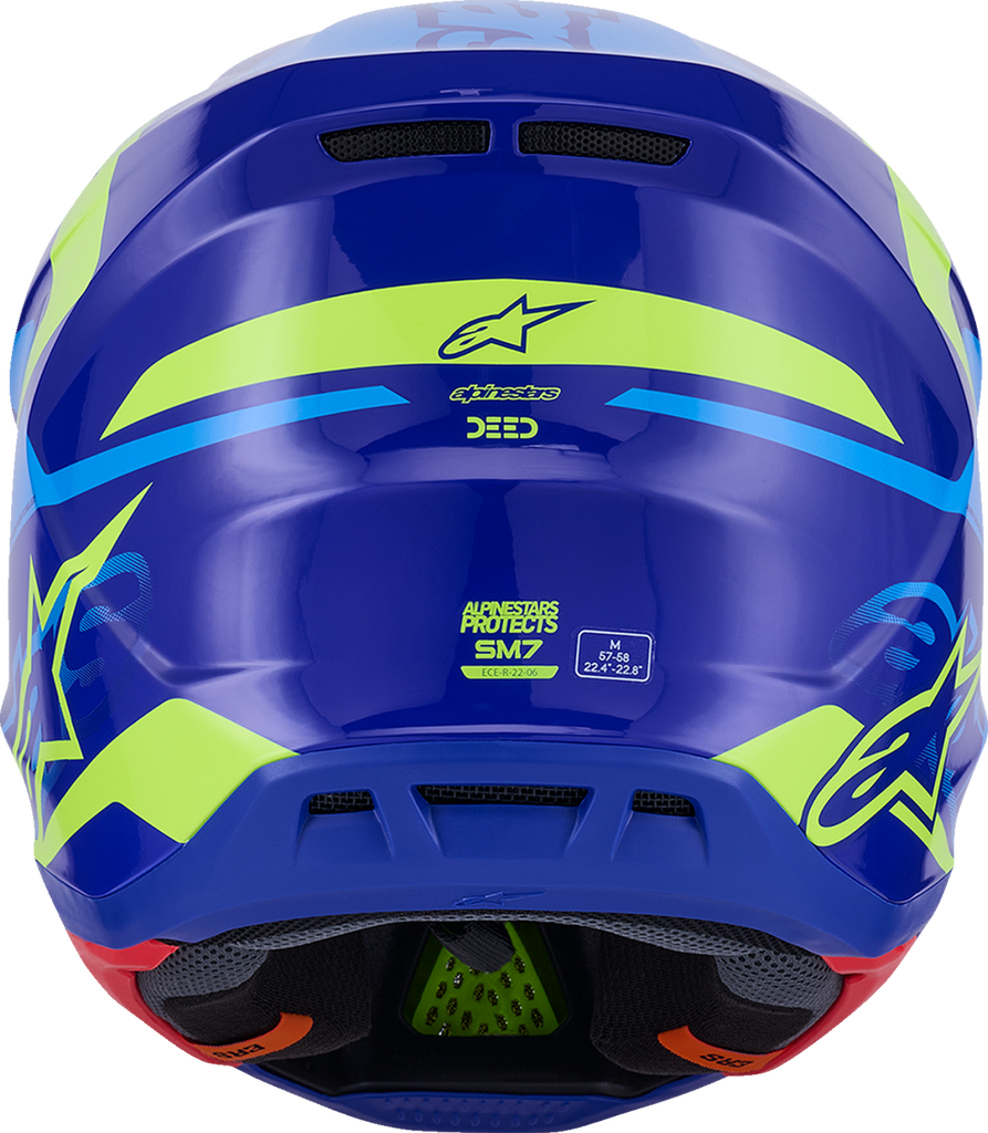 ALPINESTARS SM7 Helmet - Deed - Gloss Blue/Yellow Fluo - XL 8302426-7253-XL