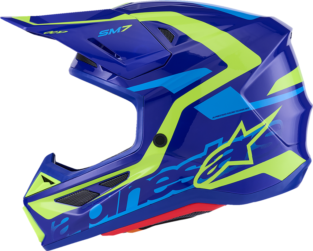 ALPINESTARS SM7 Helmet - Deed - Gloss Blue/Yellow Fluo - Large 8302426-7253-L