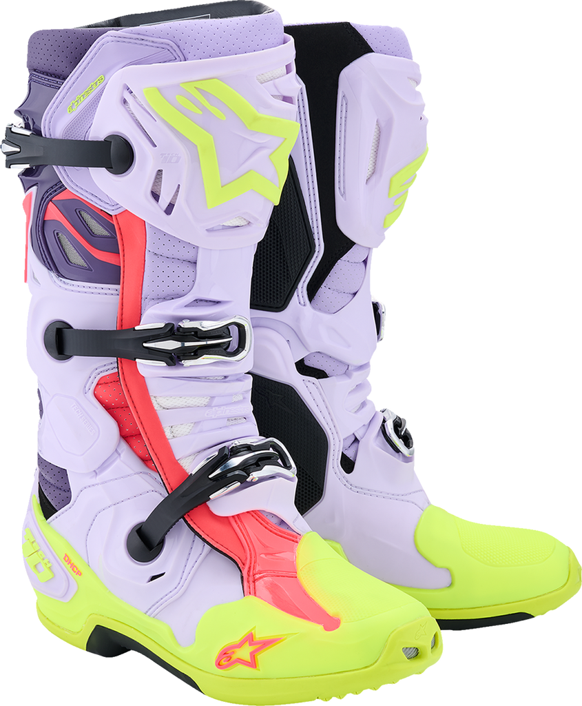 ALPINESTARS Tech 10 Supervented Boots - Purple/Fluorescent Yellow/Diva Pink - US 8 / EU 42 2010520-3150-8