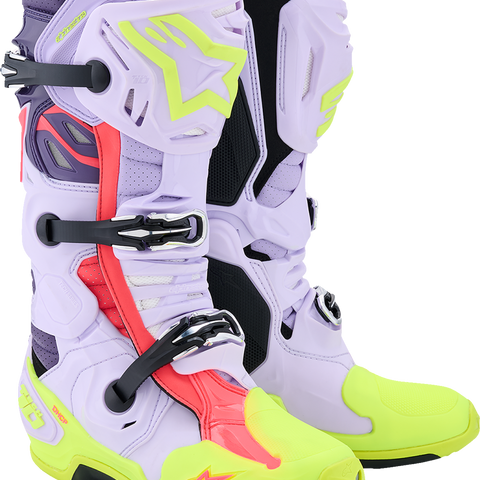 ALPINESTARS Tech 10 Supervented Boots - Purple/Fluorescent Yellow/Diva Pink - US 9 / EU 43 2010520-3150-9