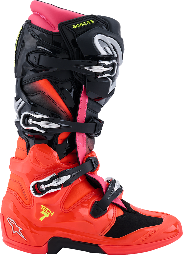 ALPINESTARS Tech 7 Boots - Black/Fluorescent Red/Fluorescent Pink - US 8 / EU 42 2012025-1576-8