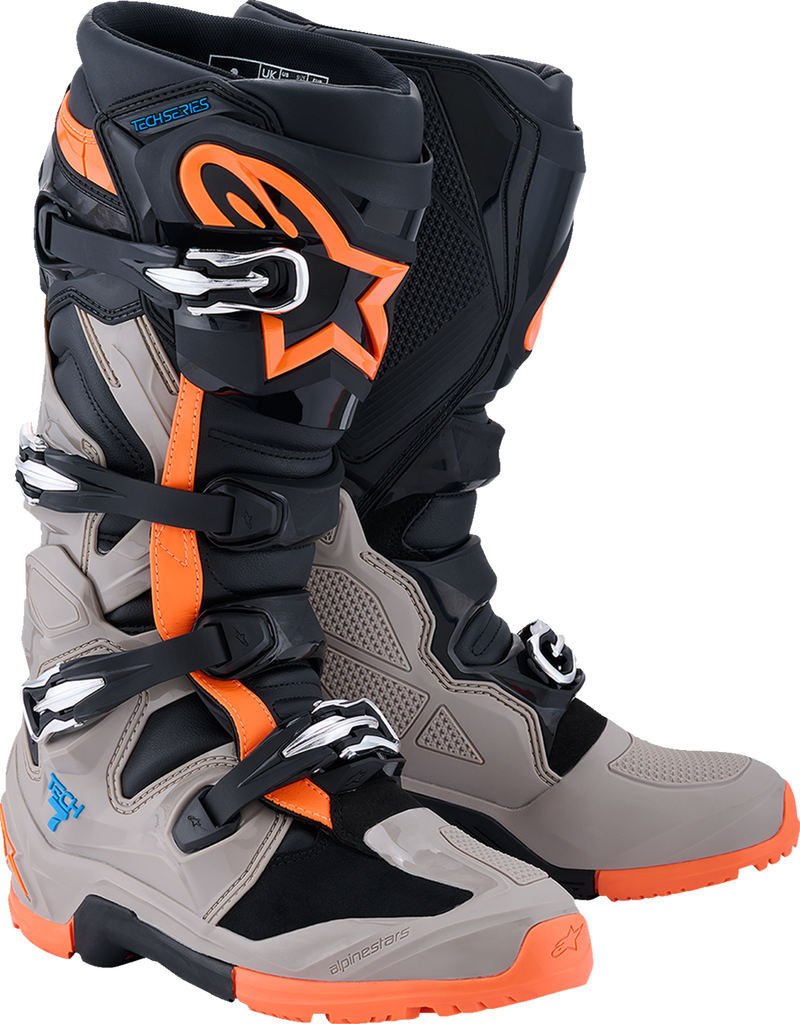 ALPINESTARS Tech 7 Enduro Boots - Black/Warm Gray/Fluorescent Orange - US 8 2010426-1562-8