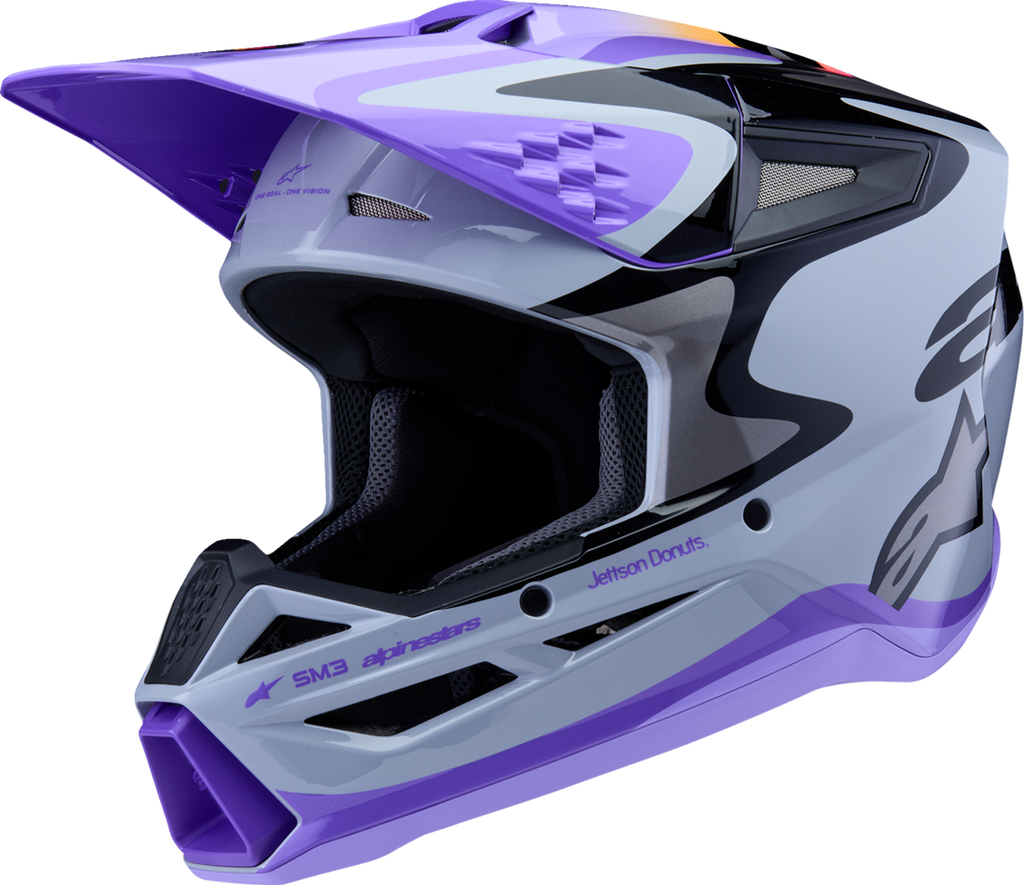 ALPINESTARS Youth SM3 Helmet - Jettson - Glosss Black/Gray/Purple - Small 8303226-9277-YS