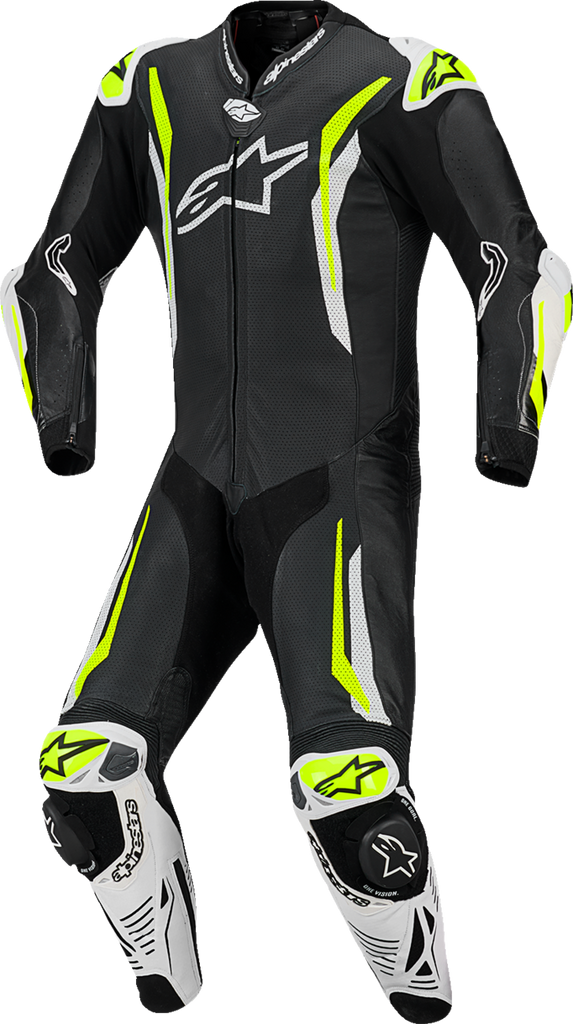 Alpinestars GP Tech v5 1-Piece Leather Suit Black/White/Yellow Fluo 3150226-125-58