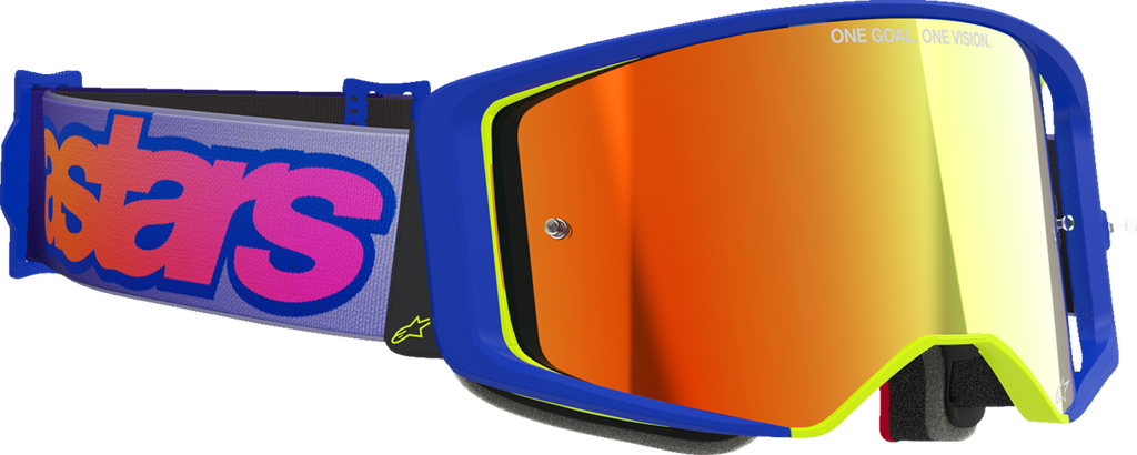 Alpinestars Goggles Supertech Vision Goggle Vista Blue/Yellow/Purple with Red Mirror Lens 5100226-7285