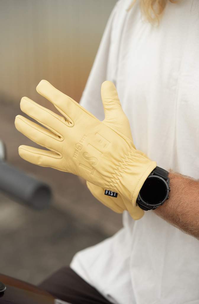 FIST HANDWEAR The Rig Road Full Grain Leather Gloves, Yellow, Small – F-GR-01325-S