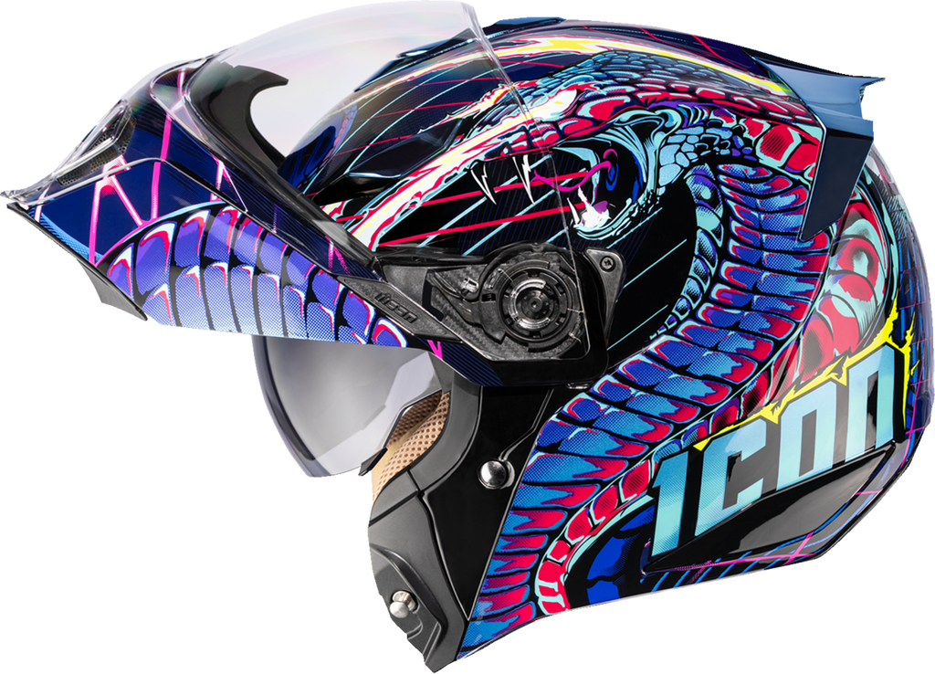 ICON Threshold™ Modular Helmet Synthwave Lazer Cobra Blue Large 0100-2731