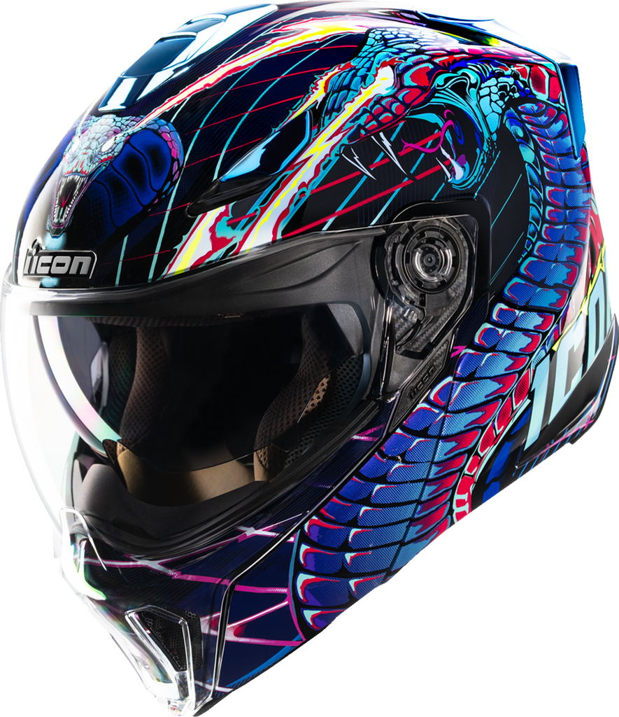 ICON Threshold Modular Helmet Synthwave Lazer Cobra Blue 2XL 0100-2733