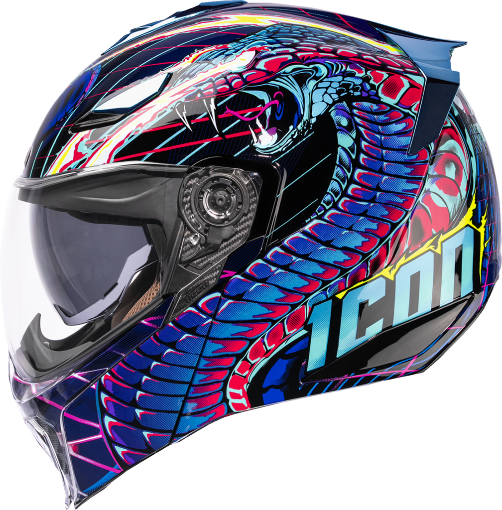 ICON Threshold Modular Helmet Synthwave Lazer Cobra Blue 2XL 0100-2733