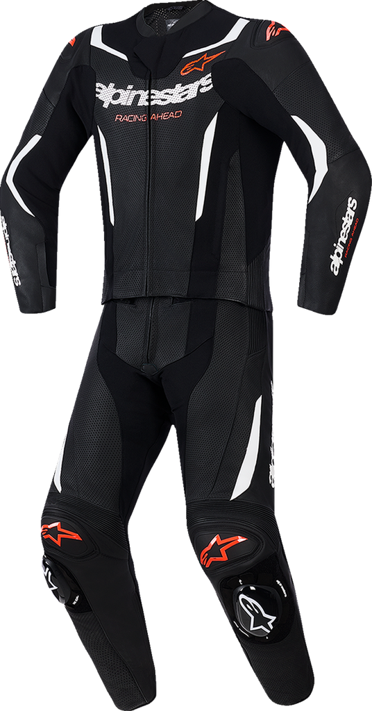 Alpinestars GP Force v2 2-Piece Leather Suit Black/White/Red Fluo, Part Number 3160126-1231-60
