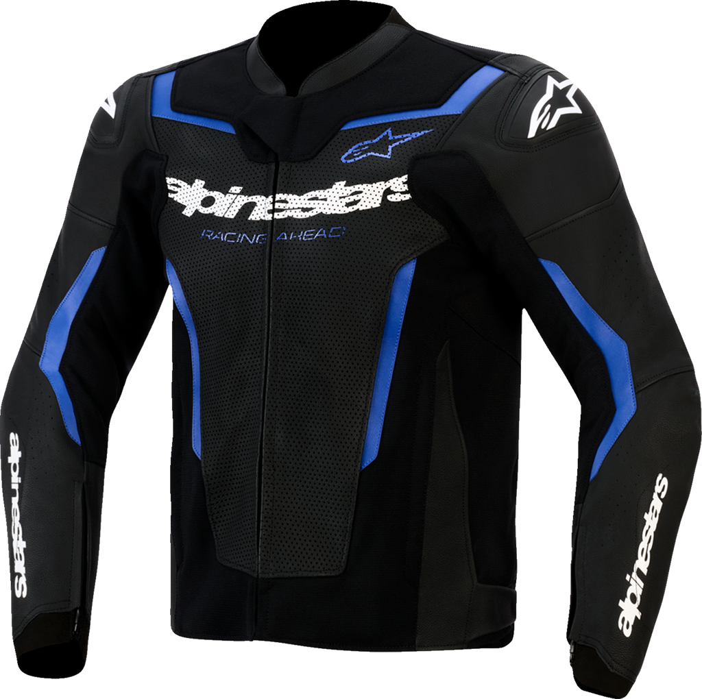 Alpinestars GP Force v2 Leather Airflow Jacket, Black/Metallic Blue, US 40 / EU 50