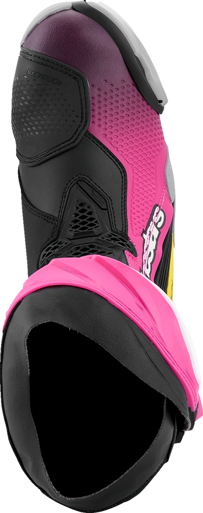 Alpinestars Supertech R Motorcycle Boots Black/Magenta/White/Yellow US 12, EU 47