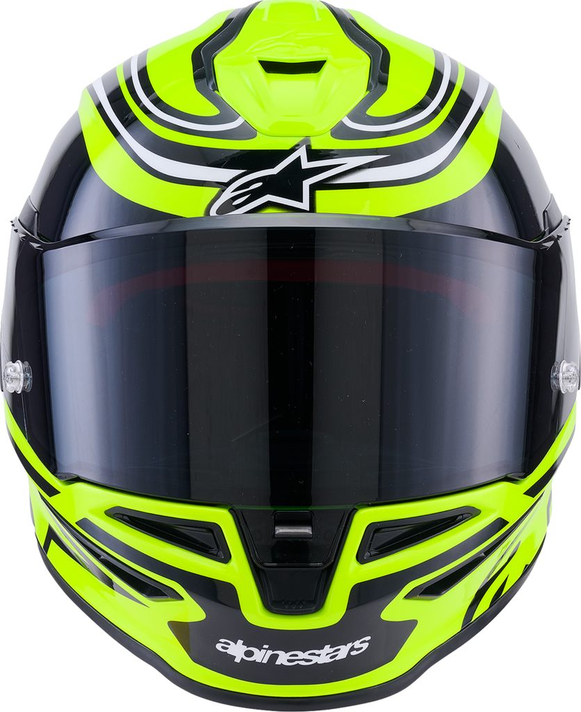 Alpinestars Supertech R7 Zeal ECE 22.06 Helmet, Gloss Yellow Fluo/Black/White, XS — 8202826-5021-XS