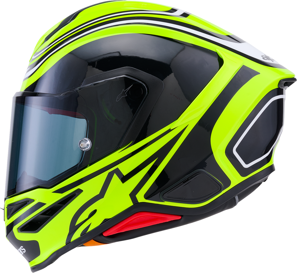 Alpinestars Supertech R7 Zeal ECE 22.06 Helmet, Gloss Yellow Fluo/Black/White, XS — 8202826-5021-XS