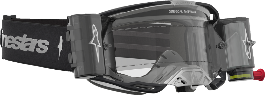Alpinestars Vision 8 Amber Roll-Off Goggles, Black/Silver, Clear Lens – 5103327-1742