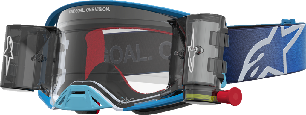 Alpinestars Supertech Firma Roll-Off Goggles 5100227-7368, Blue/Silver with Clear Lens