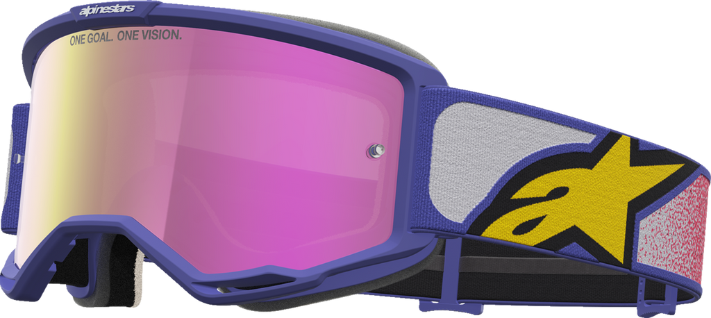 Alpinestars Vision 5 Drag Goggles Red/Purple with Pink Mirror Lens 5101727-3233