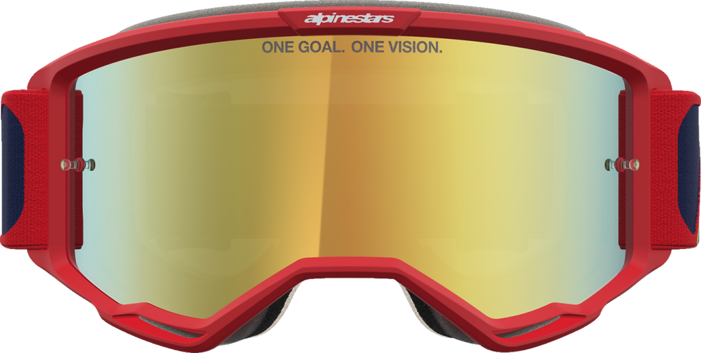 Alpinestars Vision 5 Drag Goggle, Fire Red/Blue with Gold Mirror Lens, Part 5101727-3239