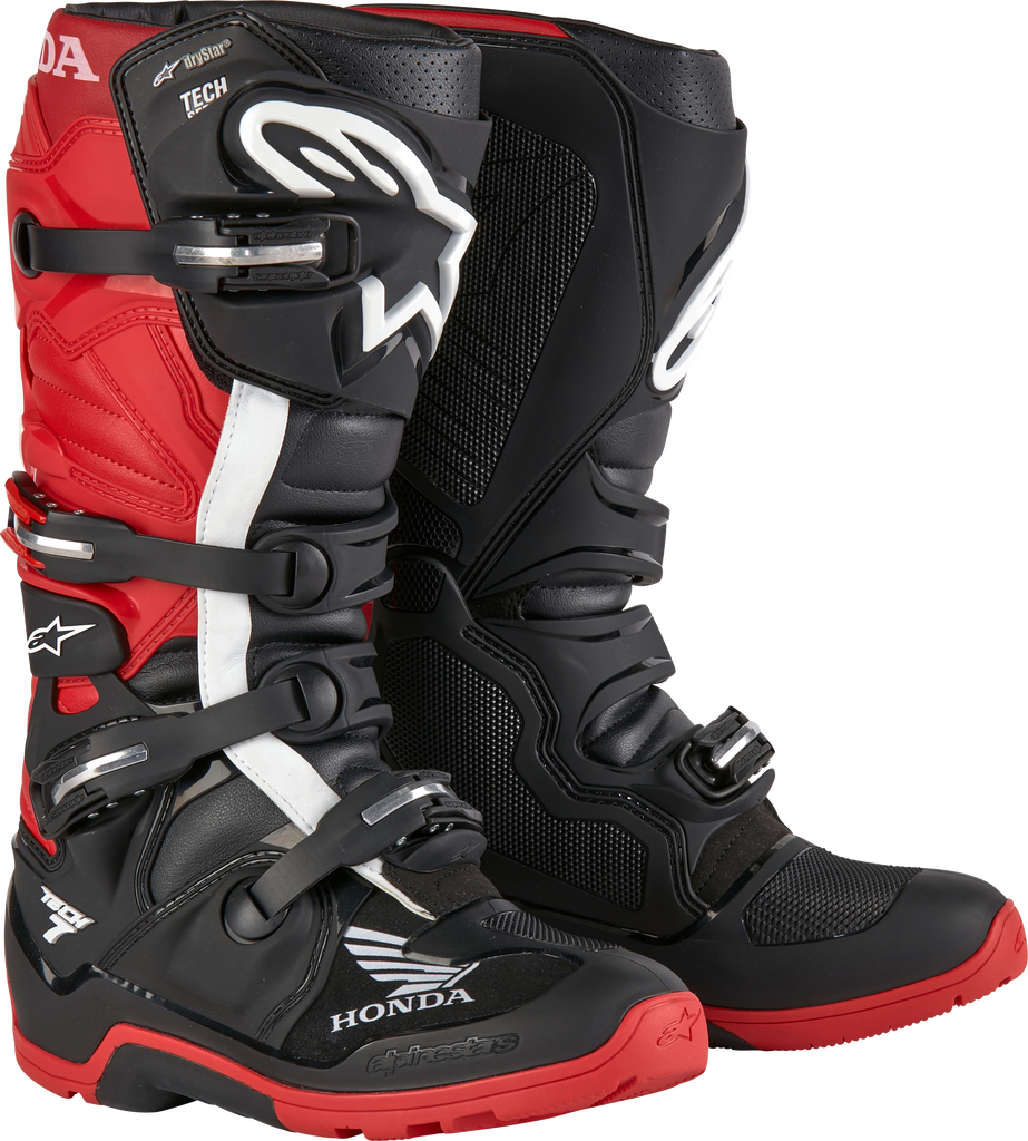 Honda Tech 7 Enduro Drystar Black/Bright Red Sz 8