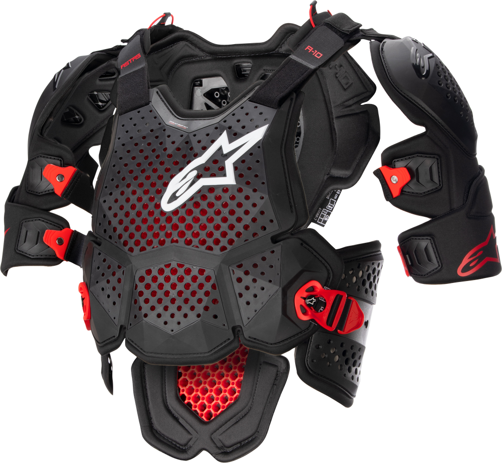 A 10 V2 Full Chest Protector Anthracite/Black/Red Md/Lg