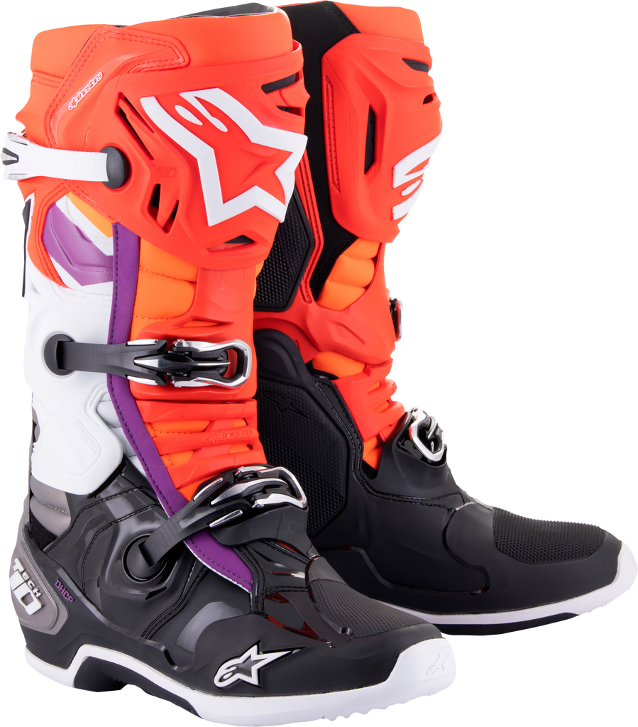 Tech 10 Boots Blk/Flo Red/Flo Org/Wht Sz 7