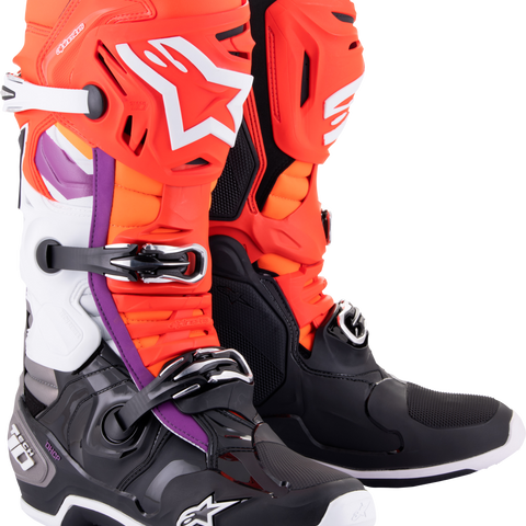 Tech 10 Boots Blk/Flo Red/Flo Org/Wht Sz 14